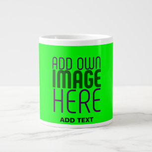 MODERN EDITABLE NEON GREEN IMAGE TEXT TEMPLATE LARGE COFFEE MUG