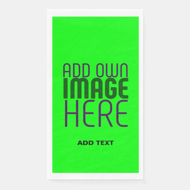 MODERN EDITABLE NEON GREEN IMAGE TEXT TEMPLATE NAPKIN (Front)