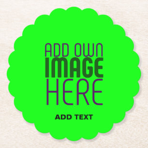 MODERN EDITABLE NEON GREEN IMAGE TEXT TEMPLATE PAPER COASTER