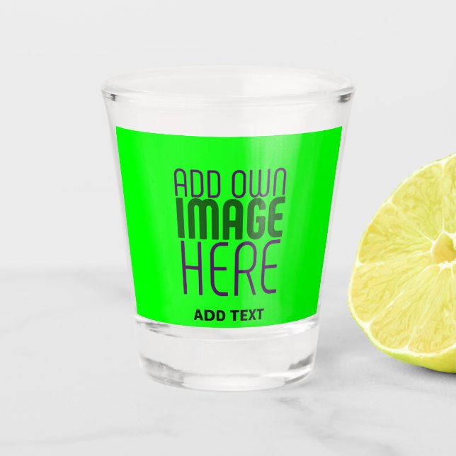 MODERN EDITABLE NEON GREEN IMAGE TEXT TEMPLATE SHOT GLASS (Front)
