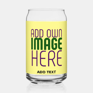 MODERN EDITABLE PASTEL YELLOW IMAGE TEXT TEMPLATE CAN GLASS