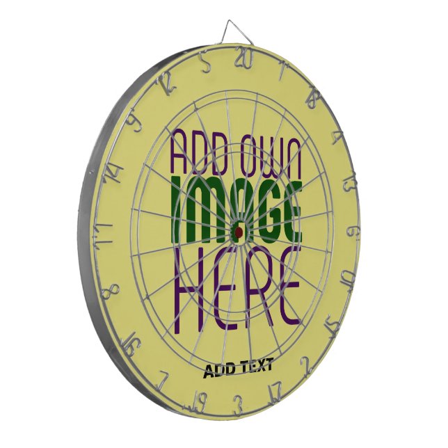 MODERN EDITABLE PASTEL YELLOW IMAGE TEXT TEMPLATE DARTBOARD (Front Left)
