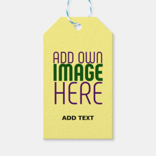 MODERN EDITABLE PASTEL YELLOW IMAGE TEXT TEMPLATE GIFT TAGS