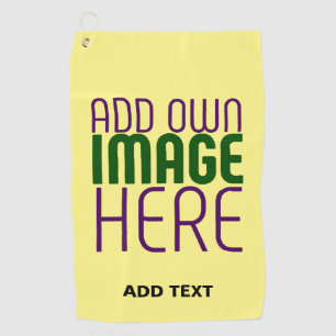 MODERN EDITABLE PASTEL YELLOW IMAGE TEXT TEMPLATE GOLF TOWEL