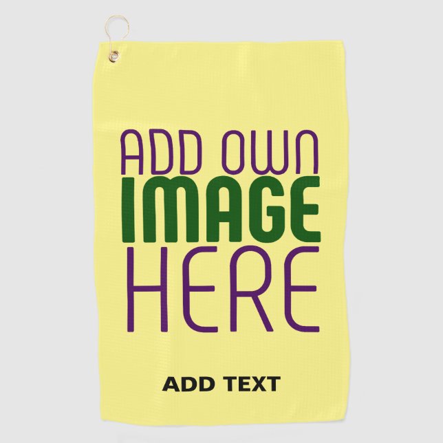 MODERN EDITABLE PASTEL YELLOW IMAGE TEXT TEMPLATE GOLF TOWEL (Front)