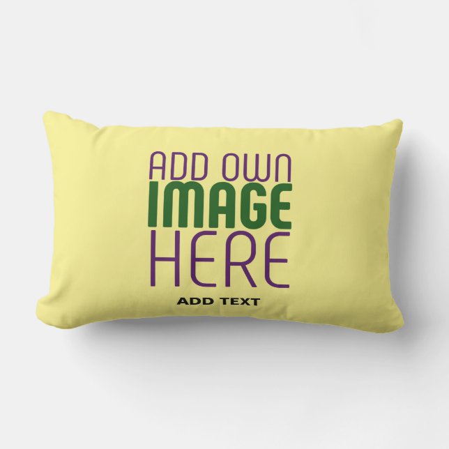 MODERN EDITABLE PASTEL YELLOW IMAGE TEXT TEMPLATE LUMBAR CUSHION (Front)