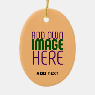 MODERN EDITABLE PEACH ORANGE IMAGE TEXT TEMPLATE CERAMIC TREE DECORATION