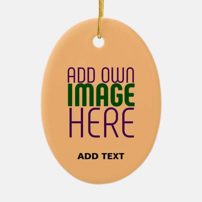  MODERN EDITABLE PEACH ORANGE IMAGE TEXT TEMPLATE CERAMIC TREE DECORATION (Front)