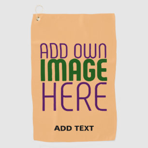 MODERN EDITABLE PEACH ORANGE IMAGE TEXT TEMPLATE GOLF TOWEL
