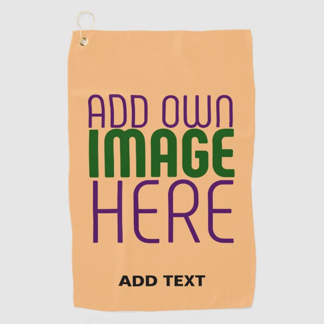 MODERN EDITABLE PEACH ORANGE IMAGE TEXT TEMPLATE GOLF TOWEL (Front)