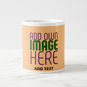 MODERN EDITABLE PEACH ORANGE IMAGE TEXT TEMPLATE LARGE COFFEE MUG