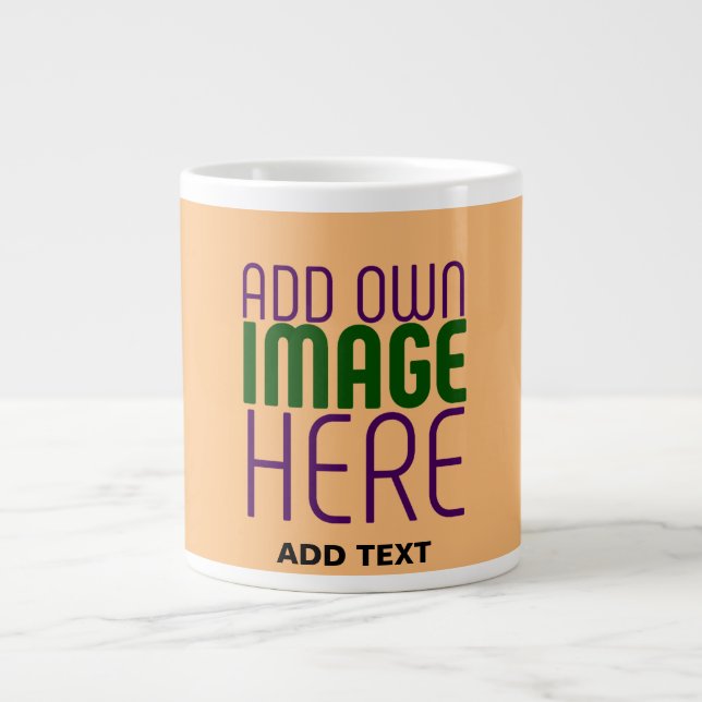 MODERN EDITABLE PEACH ORANGE IMAGE TEXT TEMPLATE LARGE COFFEE MUG (Front)