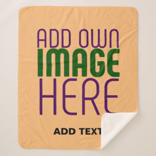 MODERN EDITABLE PEACH ORANGE IMAGE TEXT TEMPLATE SHERPA BLANKET