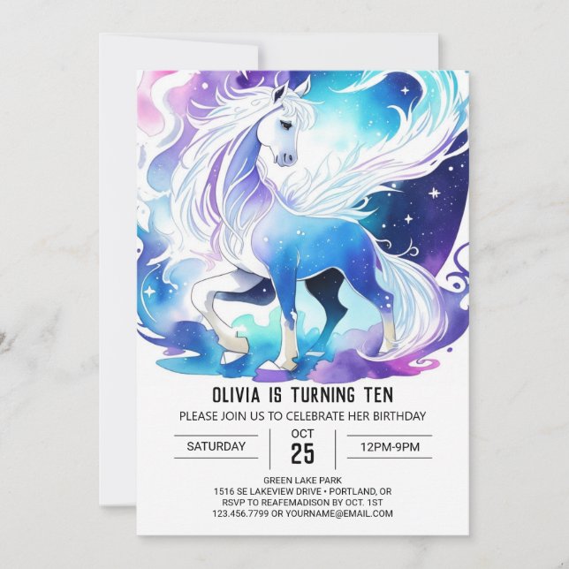 Modern Editable Pony Birthday Invitation (Front)
