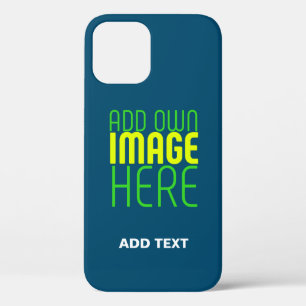 MODERN EDITABLE PRUSSIAN BLUE IMAGE TEXT TEMPLATE iPhone 12 CASE