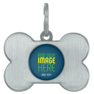 MODERN EDITABLE PRUSSIAN BLUE IMAGE TEXT TEMPLATE PET ID TAG
