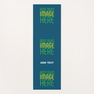 MODERN EDITABLE PRUSSIAN BLUE IMAGE TEXT TEMPLATE YOGA MAT