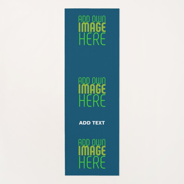 MODERN EDITABLE PRUSSIAN BLUE IMAGE TEXT TEMPLATE YOGA MAT (Front)