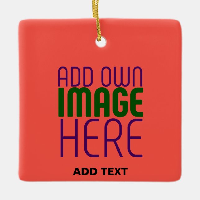  MODERN EDITABLE RED ORANGE IMAGE TEXT TEMPLATE CERAMIC ORNAMENT (Front)
