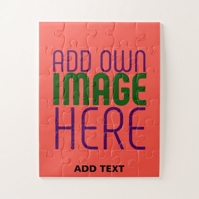 MODERN EDITABLE RED ORANGE IMAGE TEXT TEMPLATE JIGSAW PUZZLE (Vertical)