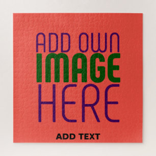 MODERN EDITABLE RED ORANGE IMAGE TEXT TEMPLATE JIGSAW PUZZLE