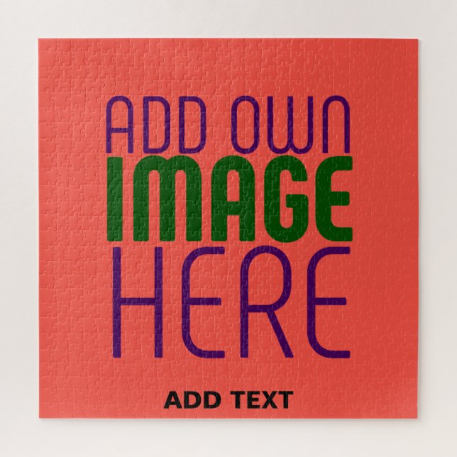 MODERN EDITABLE RED ORANGE IMAGE TEXT TEMPLATE JIGSAW PUZZLE (Vertical)
