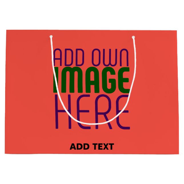 MODERN EDITABLE RED ORANGE IMAGE TEXT TEMPLATE LARGE GIFT BAG (Front)
