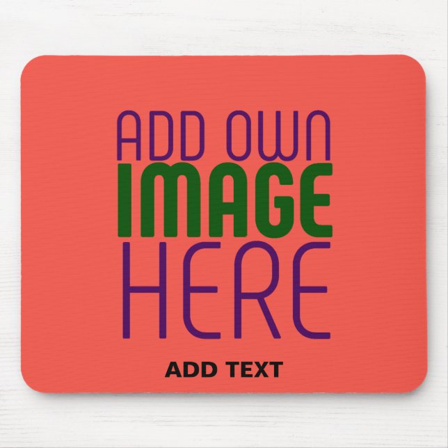 MODERN EDITABLE RED ORANGE IMAGE TEXT TEMPLATE MOUSE MAT (Front)