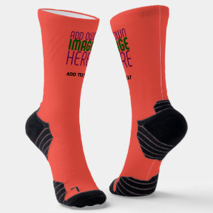 MODERN EDITABLE RED ORANGE IMAGE TEXT TEMPLATE SOCKS