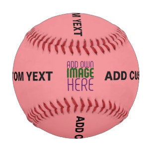 MODERN EDITABLE SALMON PINK IMAGE TEXT TEMPLATE BASEBALL
