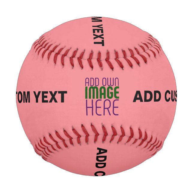 MODERN EDITABLE SALMON PINK IMAGE TEXT TEMPLATE BASEBALL (Front)