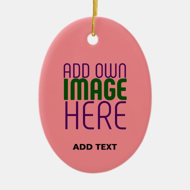  MODERN EDITABLE SALMON PINK IMAGE TEXT TEMPLATE CERAMIC TREE DECORATION (Front)