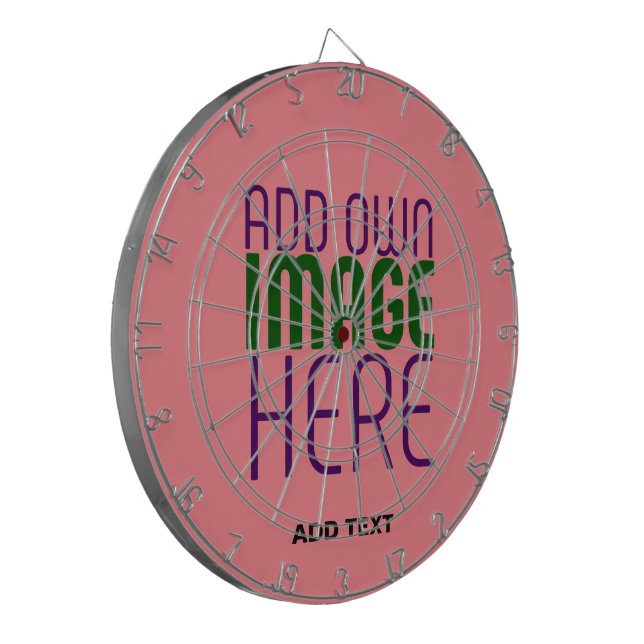 MODERN EDITABLE SALMON PINK IMAGE TEXT TEMPLATE DARTBOARD (Front Left)