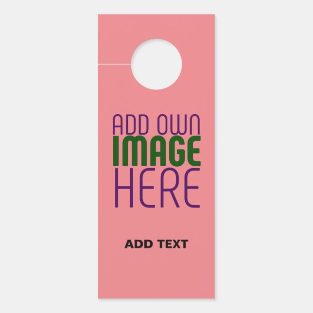  MODERN EDITABLE SALMON PINK IMAGE TEXT TEMPLATE DOOR HANGER (Front)