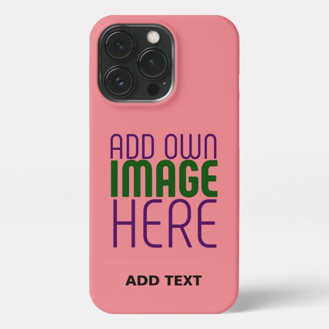 MODERN EDITABLE SALMON PINK IMAGE TEXT TEMPLATE iPhone CASE (Back)
