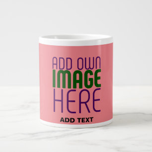 MODERN EDITABLE SALMON PINK IMAGE TEXT TEMPLATE LARGE COFFEE MUG