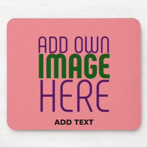 MODERN EDITABLE SALMON PINK IMAGE TEXT TEMPLATE MOUSE MAT