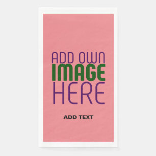 MODERN EDITABLE SALMON PINK IMAGE TEXT TEMPLATE NAPKIN