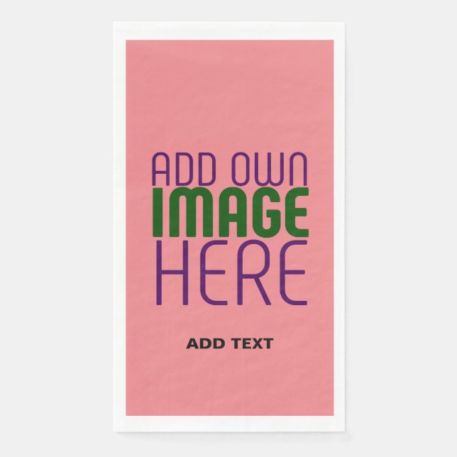 MODERN EDITABLE SALMON PINK IMAGE TEXT TEMPLATE NAPKIN (Front)