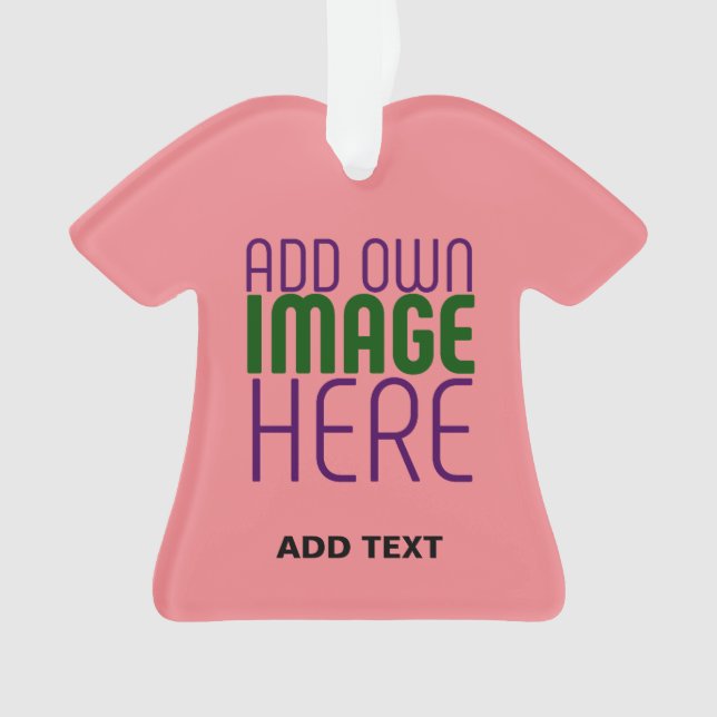 MODERN EDITABLE SALMON PINK IMAGE TEXT TEMPLATE ORNAMENT (Front)
