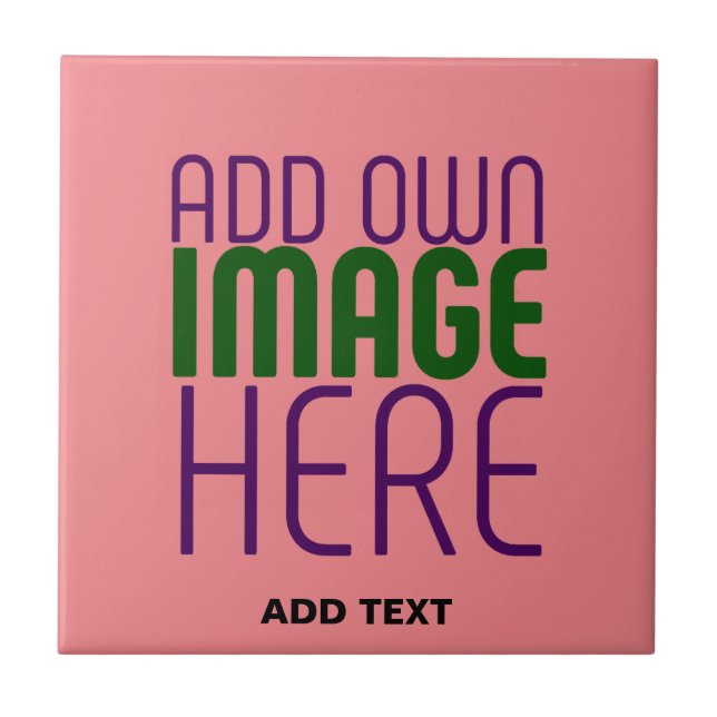  MODERN EDITABLE SALMON PINK IMAGE TEXT TEMPLATE TILE (Front)