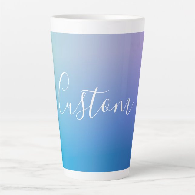 Modern Editable Script Writing | Colourful Ombre Latte Mug (Front)