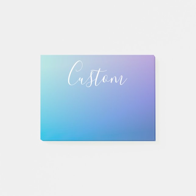 Modern Editable Script Writing | Colourful Ombre Post-it Notes (Front)