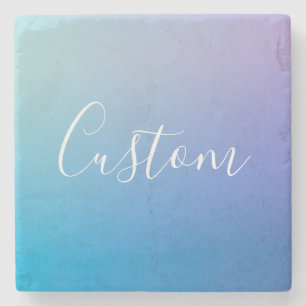 Modern Editable Script Writing Colourful Ombre Stone Coaster