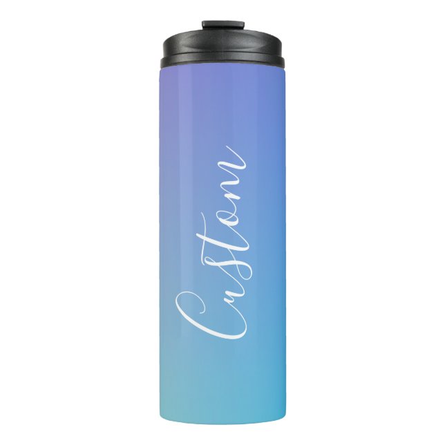 Modern Editable Script Writing | Colourful Ombre Thermal Tumbler (Front)