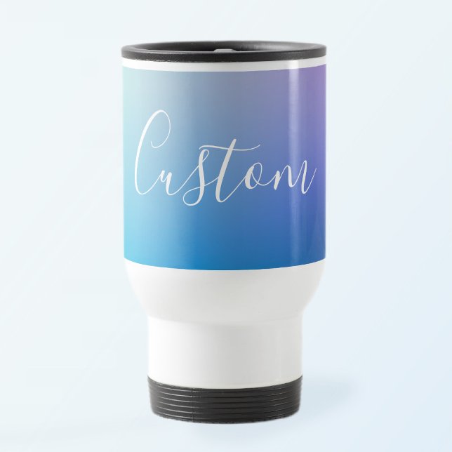 Modern Editable Script Writing | Colourful Ombre Travel Mug (Creator Uploaded)