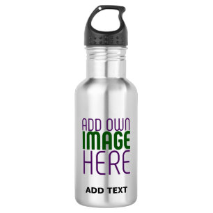 MODERN EDITABLE SIMPLE ASH IMAGE TEXT TEMPLATE 532 ML WATER BOTTLE