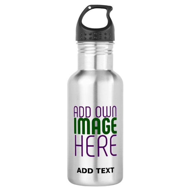 MODERN EDITABLE SIMPLE ASH IMAGE TEXT TEMPLATE 532 ML WATER BOTTLE (Front)