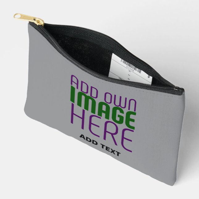 MODERN EDITABLE SIMPLE ASH IMAGE TEXT TEMPLATE ACCESSORY POUCH (Open)