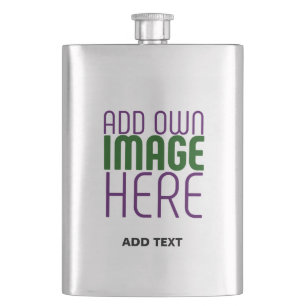 MODERN EDITABLE SIMPLE ASH IMAGE TEXT TEMPLATE HIP FLASK